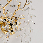Бра золотого цвета с декоративными ветвями и прозрачными подвесками в форме листьев Droplet Chandelier варинант исполнения - 6 | Loft Concept в Липецке