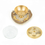 Икорница с декором "Три рыбки" с гравировкой на подставке из натурального камня Агат Decorative Cavair Dishes варинант исполнения - 3 | Loft Concept в Липецке