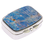 Таблетница карманная прямоугольная на 2 отделения с зеркалом и накладкой из натурального камня Лазурит Silver Stone Pillboxes варинант исполнения - 1 | Loft Concept в Липецке