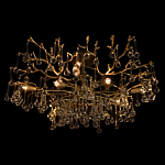 Потолочная люстра в виде ветвей деревьев золотого цвета с прозрачными подвесками-каплями Droplet Chandelier варинант исполнения - 4 | Loft Concept в Липецке