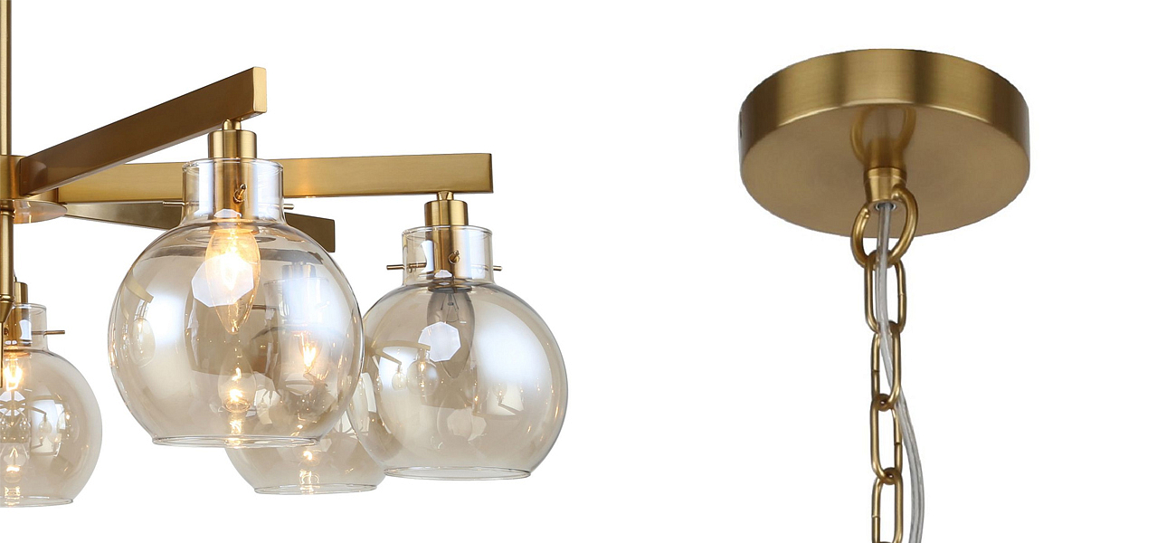 Люстра с плафонами коньячного цвета Carmella Globe Brass Люстра с плафонами коньячного цвета Carmella Globe Brass - Loft-Concept в Липецке
