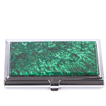 Визитница карманная металлическая с накладкой из натурального камня Малахит Stone Business Card Holders  варинант исполнения - 1 | Loft Concept в Липецке