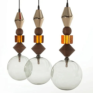 Подвесной светильник деревянные бусы Tonin Casa Pandora Light