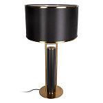 Настольная лампа с чёрным тканевым абажуром и металлическим корпусом золотого цвета Golden Arc варинант исполнения - 2 | Loft Concept в Липецке