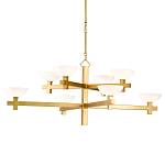 Люстра золотая с 8-ю молочными плафонами в виде чаши Tiers of Clear Lines варинант исполнения - 1 | Loft Concept в Липецке