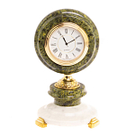 Часы настольные бронзовые из натуральных камней Мрамор и Змеевик Stone Clock варинант исполнения - 10 | Loft Concept в Липецке