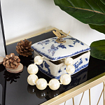 Фарфоровая шкатулка с бронзовой стрекозой Blue and White варинант исполнения - 7 | Loft Concept в Липецке