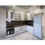 Угловой кухонный гарнитур белый и столешница под мрамор Gene Kitchen Set варинант исполнения - 6 | Loft Concept в Липецке