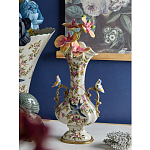 Ваза белого цвета из фарфора с цветочным рисунком и бронзовыми ручками с фигурками птиц Eden Garden porcelain and bronze варинант исполнения - 2 | Loft Concept в Липецке