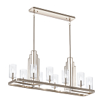 Люстра прямоугольная цвета латунь с прозрачными рифлеными цилиндрическими плафонами Kichler варинант исполнения - 11 | Loft Concept в Липецке