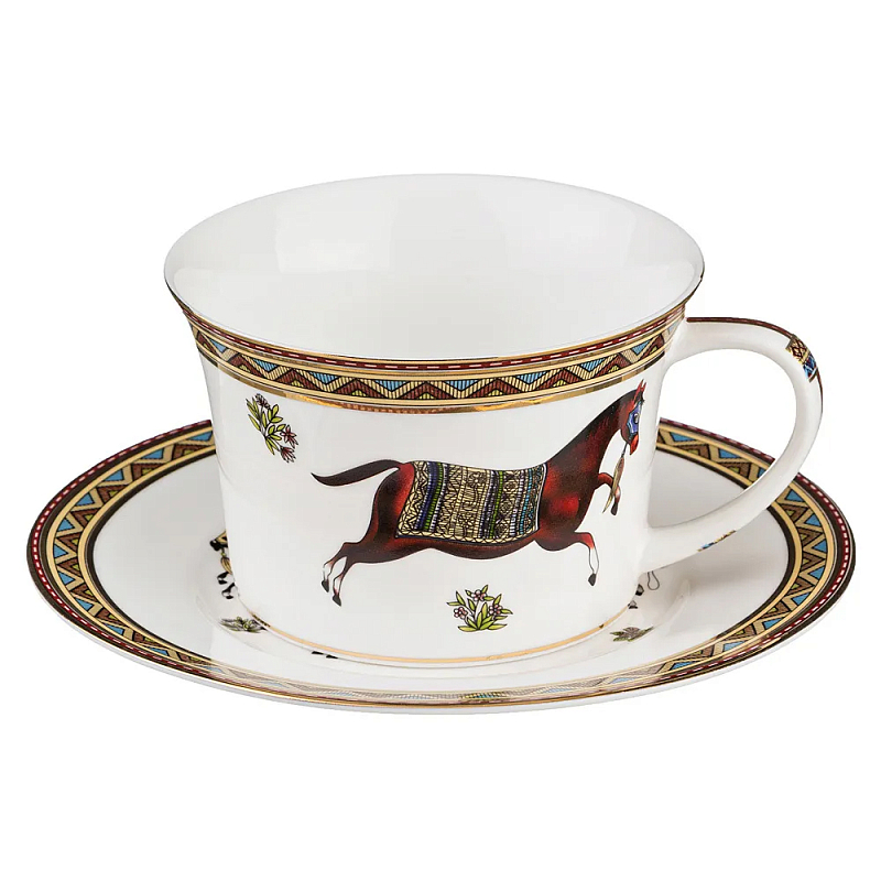Чайная пара из фарфора с изображением лошади 250 мл Porcelain Horse Set Белый Мульти Чайная пара из фарфора с изображением лошади 250 мл Porcelain Horse Set Белый Мульти в Липецке | Loft Concept
