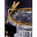 Ваза из прозрачного стекла на бронзовой подставке с ободком и ручками в виде стрекоз Eden Garden варинант исполнения - 5 | Loft Concept в Липецке