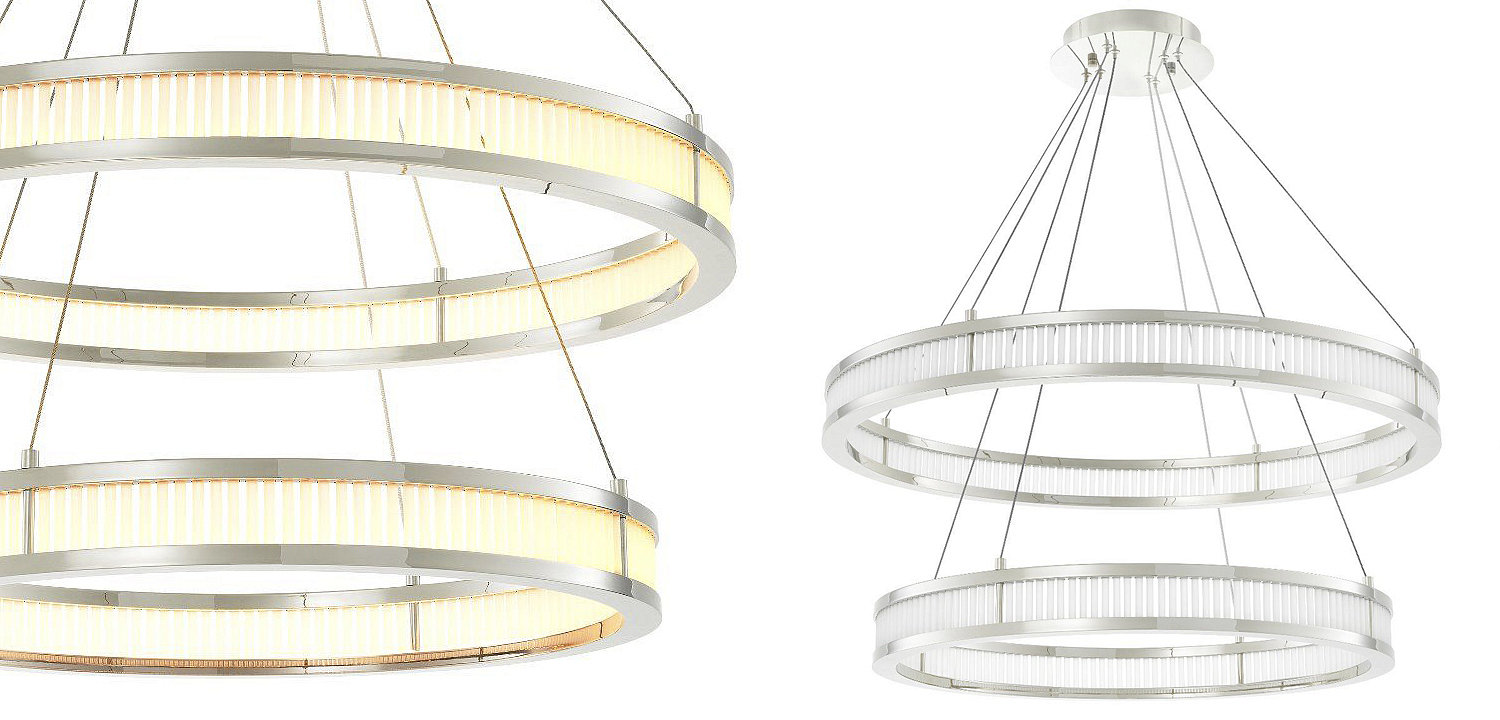 Люстра Eichholtz Chandelier Damien Double Nickel Люстра Eichholtz Chandelier Damien Double Nickel - Loft-Concept в Липецке