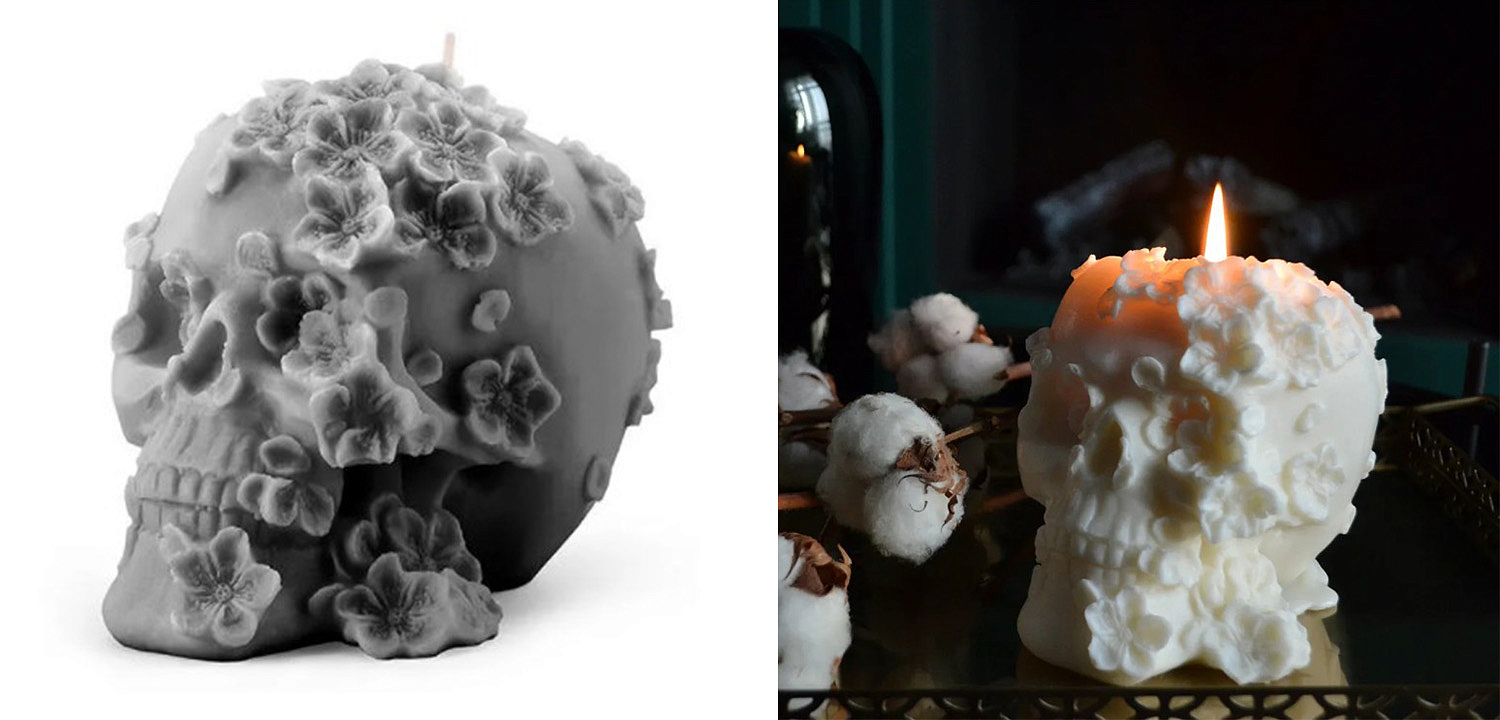 Свеча Gray Flowers Skull Свеча Gray Flowers Skull - Loft-Concept в Липецке