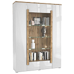 Шкаф-витрина с белым глянцевым фасадом 4-х дверная Grace of Furniture варинант исполнения - 1 | Loft Concept в Липецке