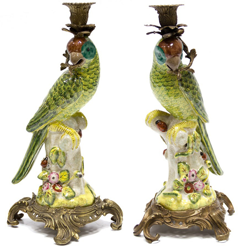 Подсвечник Candlestick Green Parrot Зеленый Бронза Подсвечник Candlestick Green Parrot Зеленый Бронза в Липецке | Loft Concept