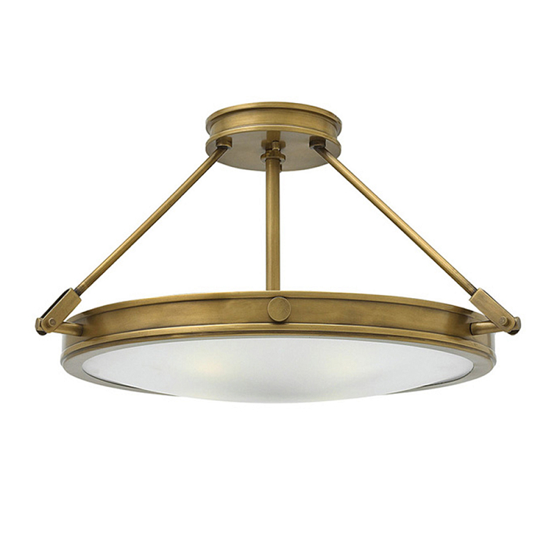 Потолочный светильник цвета латунь с плоским круглым плафоном Hinkley Латунь Белый в Липецке | Loft Concept 