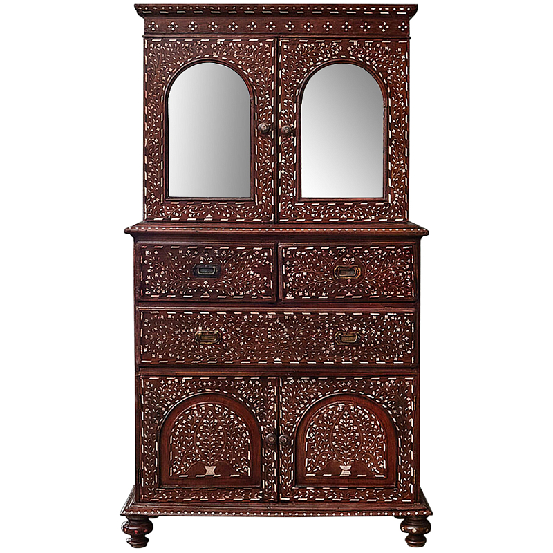 Буфет из массива тика инкрустированный костью Wooden Bone Inlay Mirror Cupboard Коричневый Белый Зеркало Винтажная латунь Буфет из массива тика инкрустированный костью Wooden Bone Inlay Mirror Cupboard Коричневый Белый Зеркало Винтажная латунь в Липецке | Loft Concept