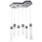Люстра c 6-ю стеклянными плафонами хром Sparkling Bubbles Tube Chrome Hanging Lamp варинант исполнения - 1 | Loft Concept в Липецке