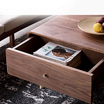 Кофейный стол из дерева с ящиком и нишей для хранения Coffee Walnut Table варинант исполнения - 7 | Loft Concept в Липецке