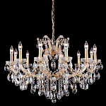 Люстра подвесная с 12-ю лампочками и прозрачными хрустальными подвесками на основании золотого цвета Crystal lamps варинант исполнения - 1 | Loft Concept в Липецке
