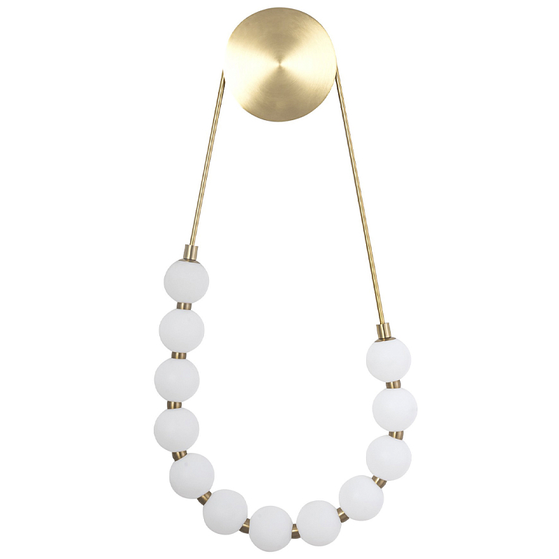 Настенный светильник с плафонами в виде шаров из акрила Pearls Suspension Brass Wall Lamp Латунь Белый Настенный светильник с плафонами в виде шаров из акрила Pearls Suspension Brass Wall Lamp Латунь Белый в Липецке | Loft Concept