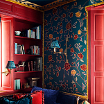 Обои с вышивкой ручной работы Flora Rio colourway on Liso Pine wool sateen варинант исполнения - 1 | Loft Concept в Липецке