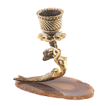 Подсвечник из натурального камня агат светло-коричневый Stone Candlestick варинант исполнения - 3 | Loft Concept в Липецке