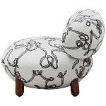 Кресло без подлокотников на деревянных ножках белое с вышивкой Sharp Armchair варинант исполнения - 2 | Loft Concept в Липецке