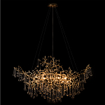 Подвесная люстра в виде ветвей деревьев золотого цвета с прозрачными подвесками-каплями 10 и 14 ламп Droplet Chandelier варинант исполнения - 2 | Loft Concept в Липецке