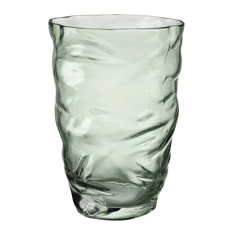 Ваза стеклянная фактурная Crumpled Vase 20 см Зеленый Серый Ваза стеклянная фактурная Crumpled Vase 20 см Зеленый Серый в Липецке | Loft Concept