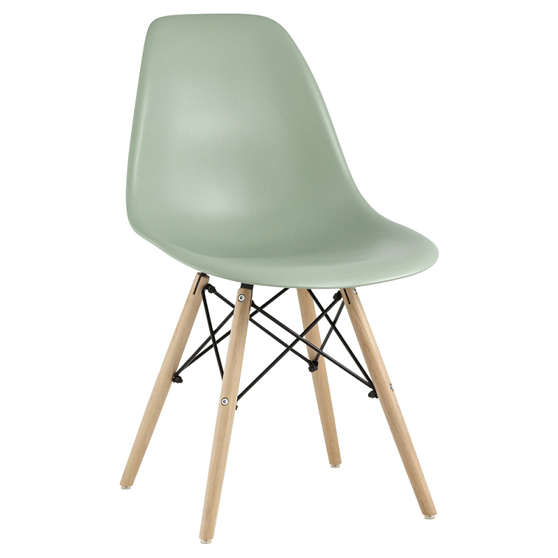 Пластиковый стул на ножках из массива бука Eames Mint Серо-зеленый Бежевый Пластиковый стул на ножках из массива бука Eames Mint Серо-зеленый Бежевый в Липецке | Loft Concept