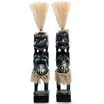 Комплект из 2-х деревянных статуэток Asmat Straw Headdress Statuettes Dark Blue варинант исполнения - 1 | Loft Concept в Липецке