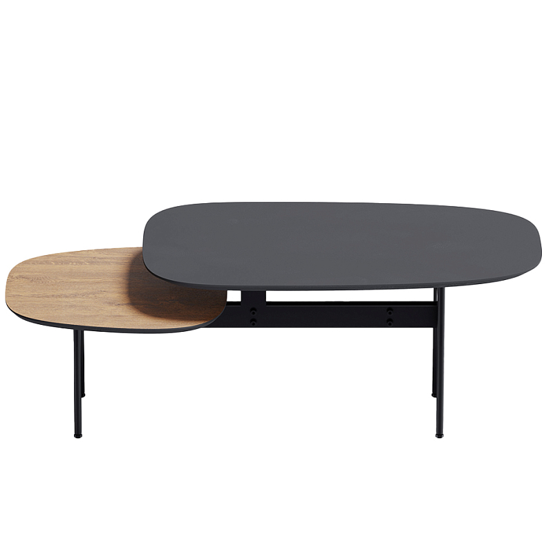 Step журнальный столик из натурального дуба и металла Черный Светлый дуб в Липецке | Loft Concept 