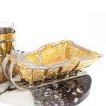 Икорница со стопками с декором "Рыбак с санями" с гравировкой на подставке из натуральных камней Агат Мрамор Decorative Cavair Dishes варинант исполнения - 6 | Loft Concept в Липецке