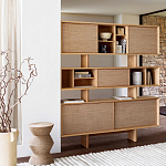 Приставной стол с отделкой из джута Juti D30 см варинант исполнения - 7 | Loft Concept в Липецке