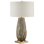 Настольная лампа с фактурным корпусом и тканевым абажуром Smooth Peaks варинант исполнения - 3 | Loft Concept в Липецке