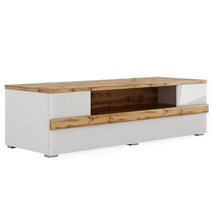ТВ-тумба с белым глянцевым фасадом Grace of Furniture Глянцевый белый Дуб вотан ТВ-тумба с белым глянцевым фасадом Grace of Furniture Глянцевый белый Дуб вотан в Липецке | Loft Concept