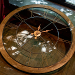 Часы настенные деревянные с римскими цифрами бронзового цвета Clock with History варинант исполнения - 3 | Loft Concept в Липецке