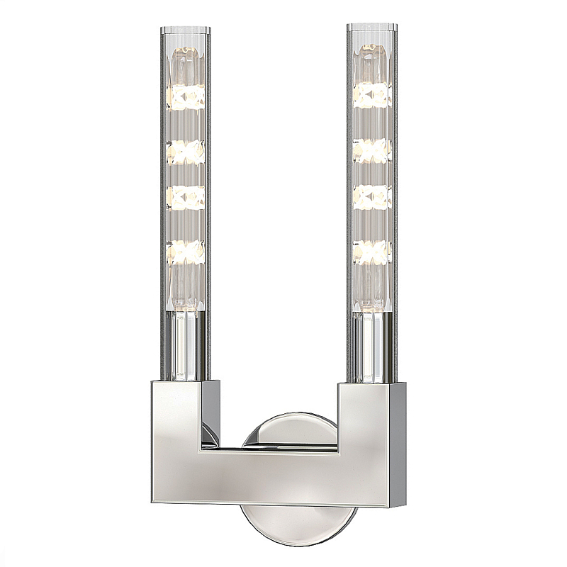 Бра CANNELLE wall lamp DOUBLE Sconces Chrome Хром Прозрачное Стекло в Липецке | Loft Concept 