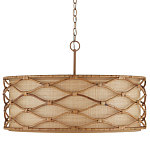 Подвесной светильник  из кованого железа и абажуром из ротанга Wicker Furniture варинант исполнения - 3 | Loft Concept в Липецке