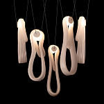 Подвесной светильник белого цвета с 6-ю изогнутыми плафонами Flow Loop варинант исполнения - 7 | Loft Concept в Липецке