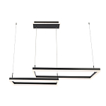 Подвесной светильник светодиодный с 2-мя черными прямоугольными плафонами из алюминия и акрила с пультом для регулировки света Smeragde Light Black варинант исполнения - 1 | Loft Concept в Липецке