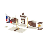 Настольный письменный набор из мрамора и лемезита с гербом и флагом России Marble Accessory варинант исполнения - 2 | Loft Concept в Липецке