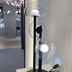 Настольная лампа с тремя прозрачными куполообразными плафонами и черным металлическим основанием Flos Wireline Lighting варинант исполнения - 4 | Loft Concept в Липецке