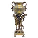 Ваза голубого цвета из фарфора с золотым растительным орнаментом и бронзовыми фигурками женщин Eden Garden porcelain and bronze варинант исполнения - 2 | Loft Concept в Липецке