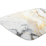 Обеденный стол с прямоугольной столешницей из стекла на черных металлических ножках White Marble варинант исполнения - 4 | Loft Concept в Липецке