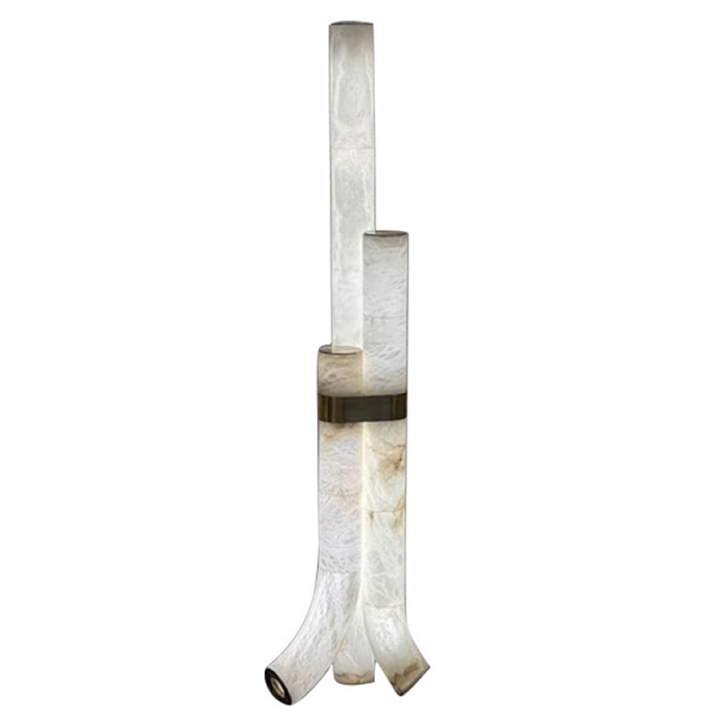 Торшер геометрический с тремя мраморными плафонами Marble Tripod Белый Торшер геометрический с тремя мраморными плафонами Marble Tripod Белый в Липецке | Loft Concept