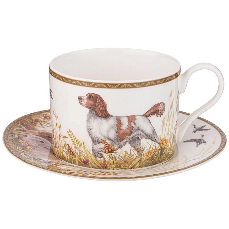 Чайная пара из фарфора с изображением собаки и зайцев 300 мл Hunting Porcelain Collection Белый Коричневый Мульти Чайная пара из фарфора с изображением собаки и зайцев 300 мл Hunting Porcelain Collection Белый Коричневый Мульти в Липецке | Loft Concept