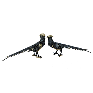 Статуэтка бронзовая пара Фазаны синие Bronze Birds
